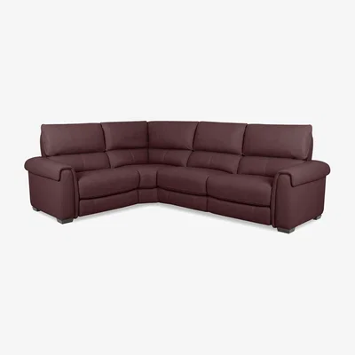 Furniture Village Nixon Leather Left Hand Facing Corner Power Recliner Sofa - Burgundy