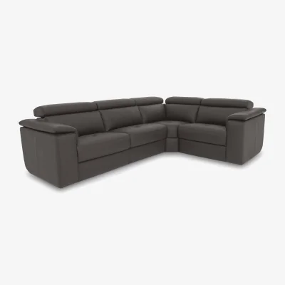 Furniture Village Nicoletti - Canto Small Leather Corner Sofa - Torello Grigio Scuro