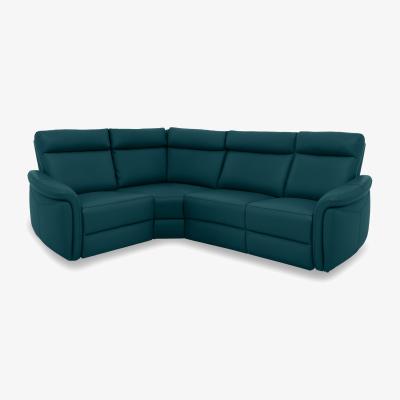 Furniture Village Dublin Leather Left Hand Facing Corner Sofa - Midnight Jade