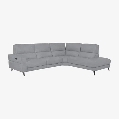 Furniture Village Axel Fabric Right Hand Facing Chaise End Power Recliner Sofa - Bluish Grey