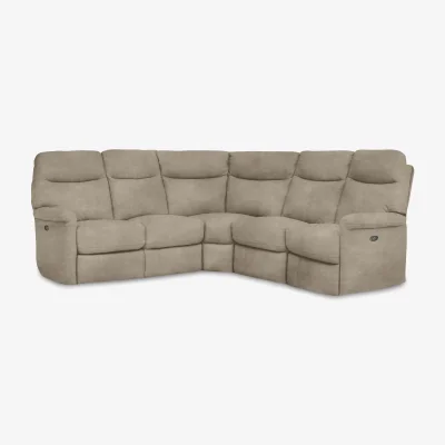 Furniture Village Compact Collection Lille Large Fabric Corner Sofa with Power Recliner - R120 Light Khaki