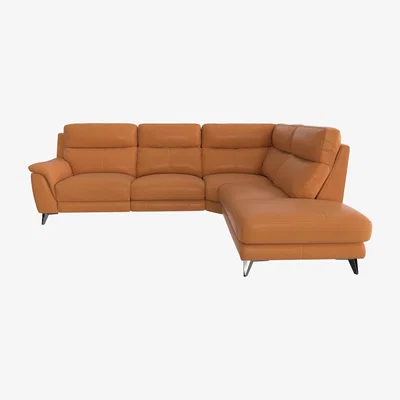 Furniture Village Contempo Chaise End Leather Sofa - Yellow- World of Leather