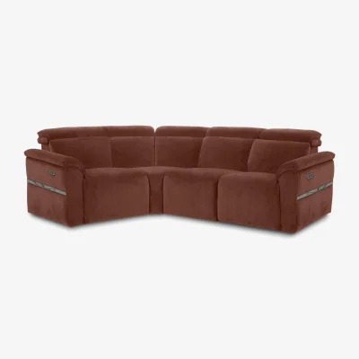 Furniture Village Dolomite Small Fabric Left Hand Facing Corner Sofa with Power Recliner - Manhattan Burnt Sienna