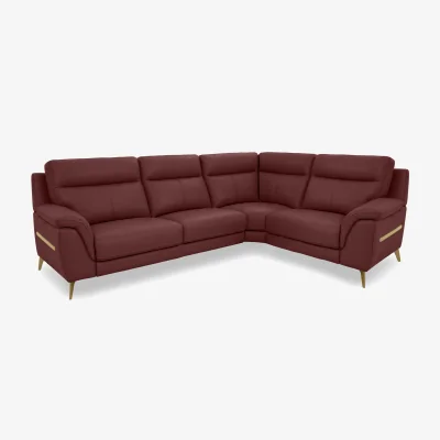 Furniture Village World of Leather - Eclipse Small Leather Right Hand Facing Corner Sofa - Deep Red