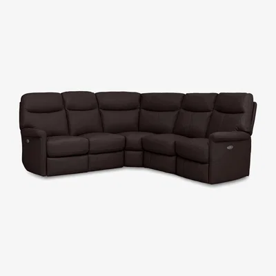 Furniture Village Compact Collection Lille Large HW Leather Corner Sofa with Power Recliner - Espresso