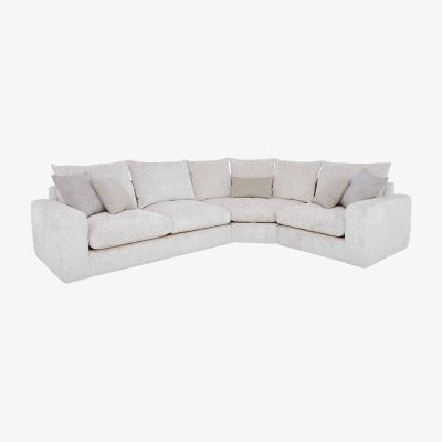 Furniture Village Pandora Small Right Hand Facing Corner Foam Fill Sofa - Chevron Ivory