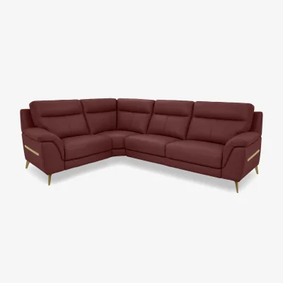 Furniture Village World of Leather - Eclipse Small Leather Left Hand Facing Corner Sofa - Deep Red