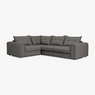 Furniture Village Goliath Leather Left Hand Facing Corner Sofa with Storage Drawers - Elephant