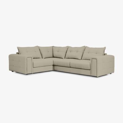 Furniture Village Boutique Goliath Leather Left Hand Facing Corner Sofa with Storage Drawers - Bone China