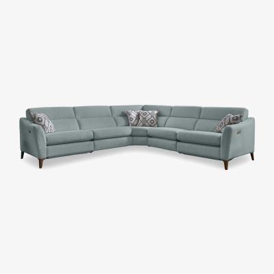 Furniture Village Moderna Large Corner Sofa with Power Recliner - Duck Egg