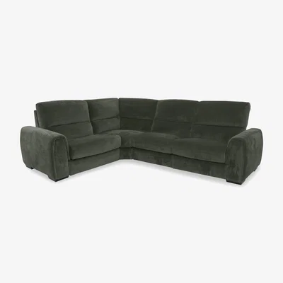 Furniture Village Flex Fabric Small Power Recliner Left Hand Facing Corner Sofa with Storage Arms