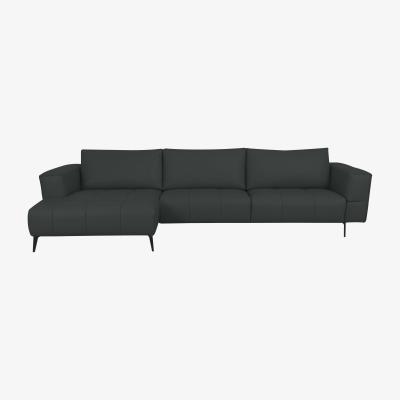 Furniture Village Domicil - Lawson Leather Left Hand Facing Chaise End Sofa - NP Shale Grey