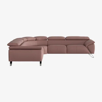 Furniture Village Nicoletti - Tesla Large Leather Corner Sofa - Pink