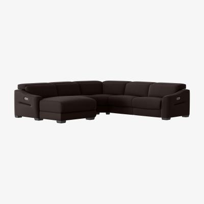 Furniture Village Xavier BV Leather Left Hand Facing Corner Chaise Power Recliner Sofa with Headrests - Dark Chocolate