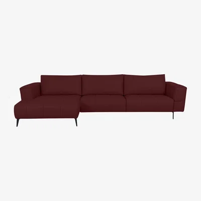 Furniture Village Domicil - Lawson Leather Left Hand Facing Chaise End Sofa - Burgundy