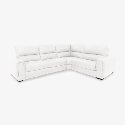 Furniture Village Flex NC Leather Small Right Hand Facing Corner Sofa Bed with Power Recliner and Storage Arms - NC Star White