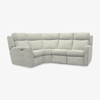 Furniture Village G Plan - Wren Small Fabric Corner Sofa with Power Recliner - Waffle Smoke