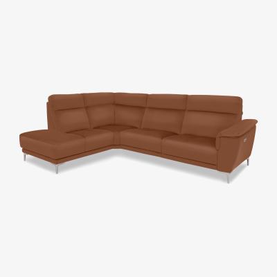 Furniture Village Nicoletti Italia - Amalfi Leather Left Hand Facing Chaise Sofa - Torello Cognac