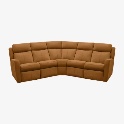 Furniture Village G Plan - Wren Large Leather Corner Sofa with Power Recliner - Cambridge Tan