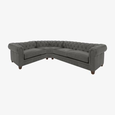 Furniture Village Alexander and James - Chesterfield Collection Hugo Small Leather Left Hand Facing Corner Sofa - Saxon - Dark Feet