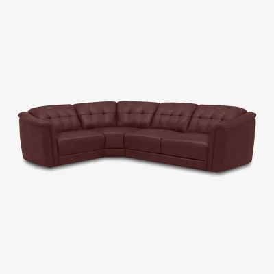 Furniture Village Monarch Small Leather Left Hand Facing Corner Sofa - Montana Ruby