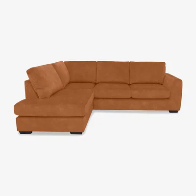 Furniture Village Dinky Fabric Left Hand Facing Corner Chaise End Sofa - Dexter Pumpkin