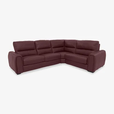 Furniture Village Flex NC Leather Small Right Hand Facing Corner Sofa Bed with Storage Arm - NC Deep Red
