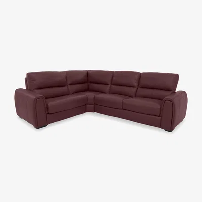 Furniture Village Flex NC Leather Small Left Hand Facing Corner Sofa Bed with Power Recliner and Storage Arms - NC Deep Red