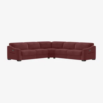 Furniture Village Xavier BV Leather Large Left Hand Facing Corner Sofa with Power Recliner - BV Deep Red