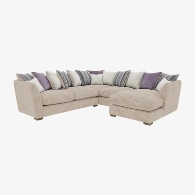 Furniture Village Nautical Large Scatter Back Chaise Corner Sofa - Cream