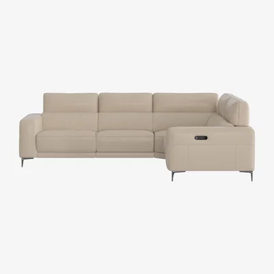 Furniture Village Adama BV Leather Right Hand Facing Corner Sofa With Recliner - Dapple Grey