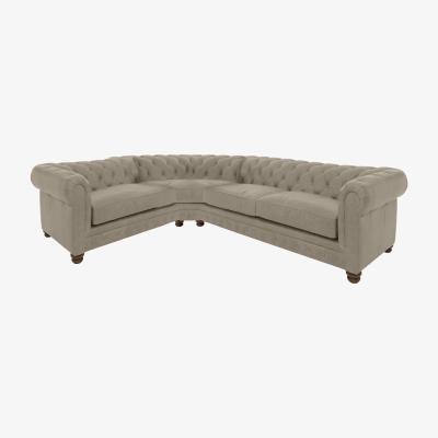 Furniture Village Alexander and James - Chesterfield Collection Hugo Small Leather Left Hand Facing Corner Sofa - Bluster - Dark Feet