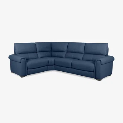 Furniture Village Nixon NC Leather Left Hand Facing Corner Sofa - Carribean Sea