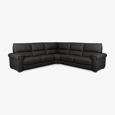 Furniture Village Nixon BV Leather Large Corner Sofa - Classic Black