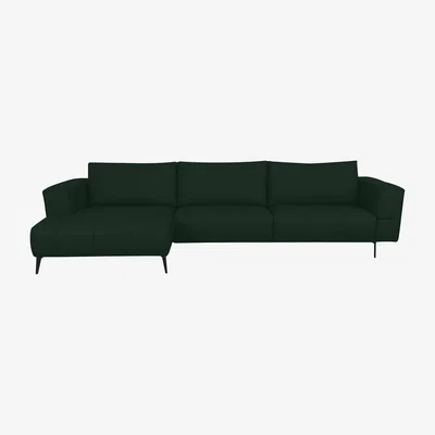Furniture Village Domicil - Lawson Leather Left Hand Facing Chaise End Sofa - NP Dark Forest