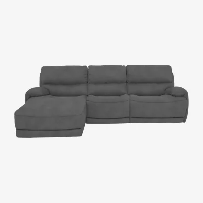 Furniture Village Link Fabric Power Recliner Left Hand Facing Corner Chaise Sofa with Power Headrests - Graphite