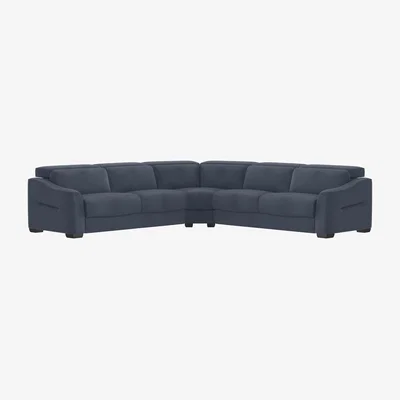 Furniture Village Xavier BV Leather Large Corner Sofa - BV Ocean Blue