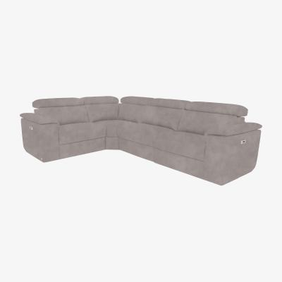 Furniture Village Nicoletti Italia - Davide Small Fabric Left Hand Facing Corner Sofa with Power Recliner - Selma Grigio