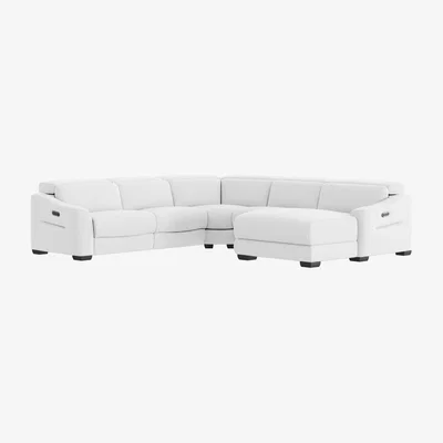 Furniture Village Xavier BV Leather Right Hand Facing Corner Chaise Power Recliner Sofa with Headrests - BV Star White