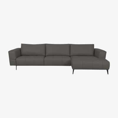 Furniture Village Domicil - Lawson Leather Right Hand Facing Chaise End Sofa - NP Elephant Grey