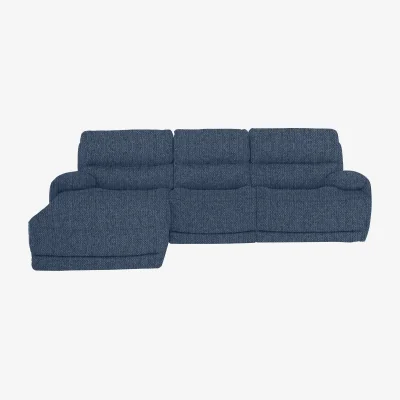 Furniture Village Link Fabric Power Recliner Left Hand Facing Corner Chaise Sofa with Power Headrests - R38 Blue