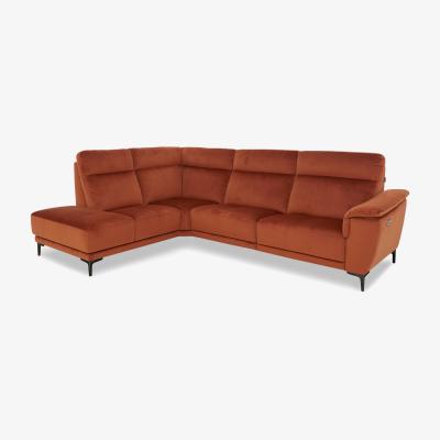 Furniture Village Nicoletti Italia - Amalfi Fabric Left Hand Facing Chaise Power Recliner Sofa - Selma Mattone