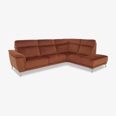 Furniture Village Nicoletti Italia - Amalfi Fabric Right Hand Facing Chaise Power Recliner Sofa - Selma Mattone