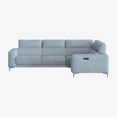 Furniture Village Adama NC Leather Right Hand Facing Corner Sofa with Power Recliner - Pearl Blue