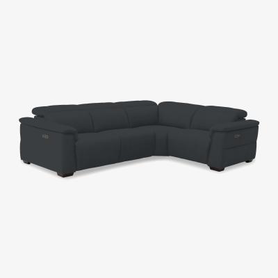 Furniture Village Inca Fabric Double Power Recliner Right Hand Facing Corner Sofa with Power Headrests - Opulence Charcoal