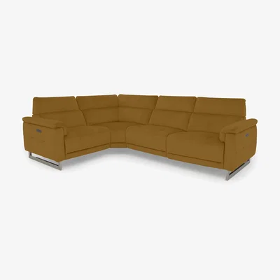 Furniture Village Moet Fabric Power Recliner Left Hand Facing Corner Sofa with Telescopic Headrests