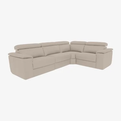 Furniture Village Nicoletti - Davide Small Leather Right Hand Facing Corner Sofa - Botera Crema