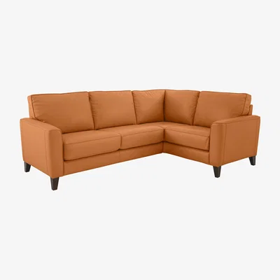 Furniture Village Brondby Small Leather Corner Sofa - Orange- World of Leather