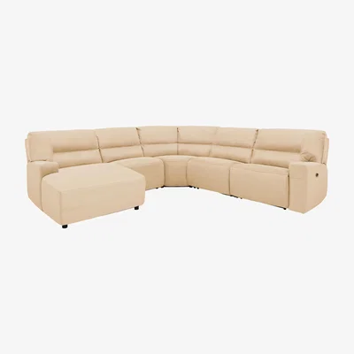 Furniture Village Eden Leather Recliner Corner Sofa - Beige- World of Leather