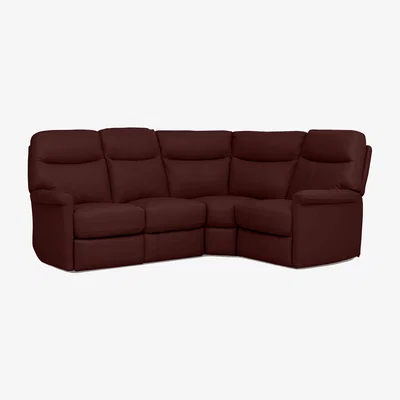Furniture Village Compact Collection Lille BV Leather Right Hand Facing Corner Sofa - BV Deep Red